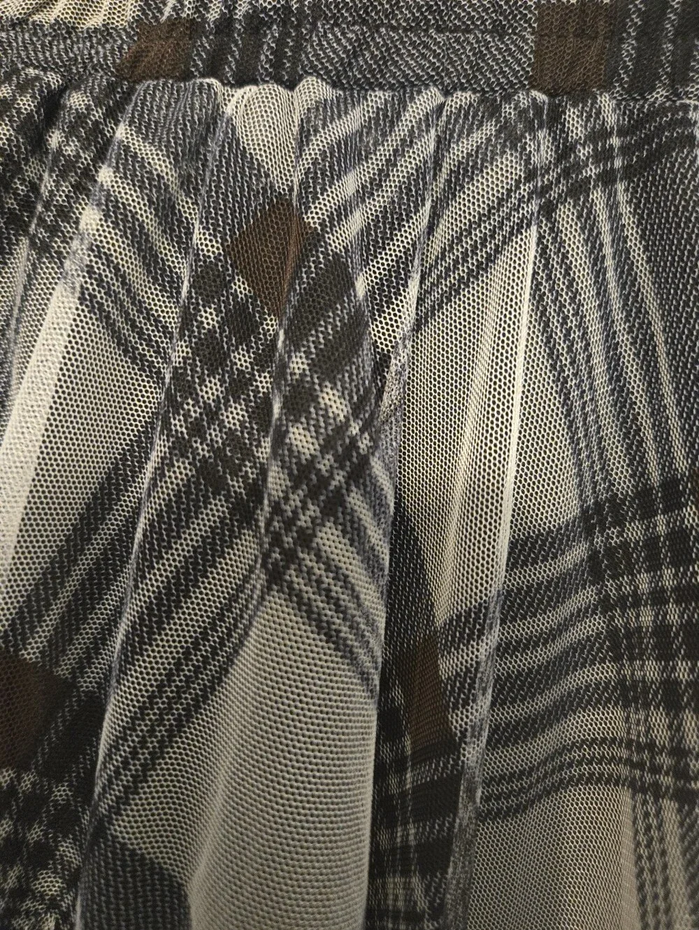 Kate Hewko Plaid High-Low Ruffle Tulle Skirt Gray Black One Size Statement - Picture 4 of 10